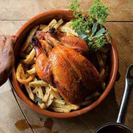 Roast Chicken with Herbed French Fries