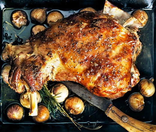 Slow Cooked Lamb with Garlic and Rosemary